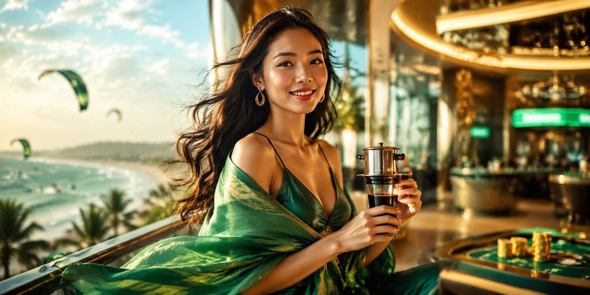 Người dùng trải nghiệm cá cược di động tại Mũi Né bên ly cà phê